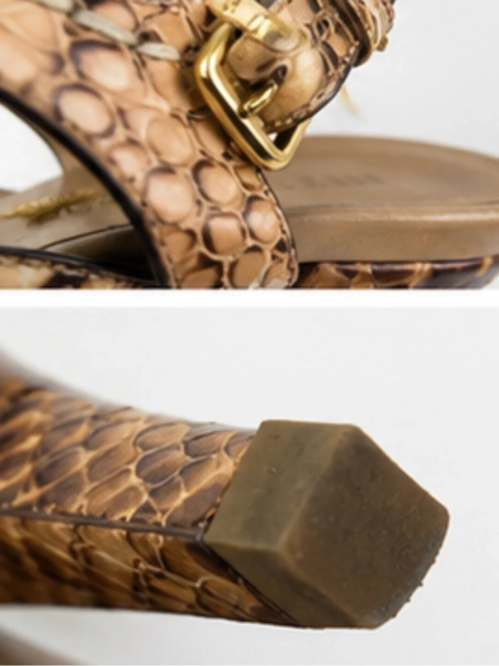 MIU MIU Genuine Snakeskin Platform Heels Sandals Size 37.5 Made in Italy